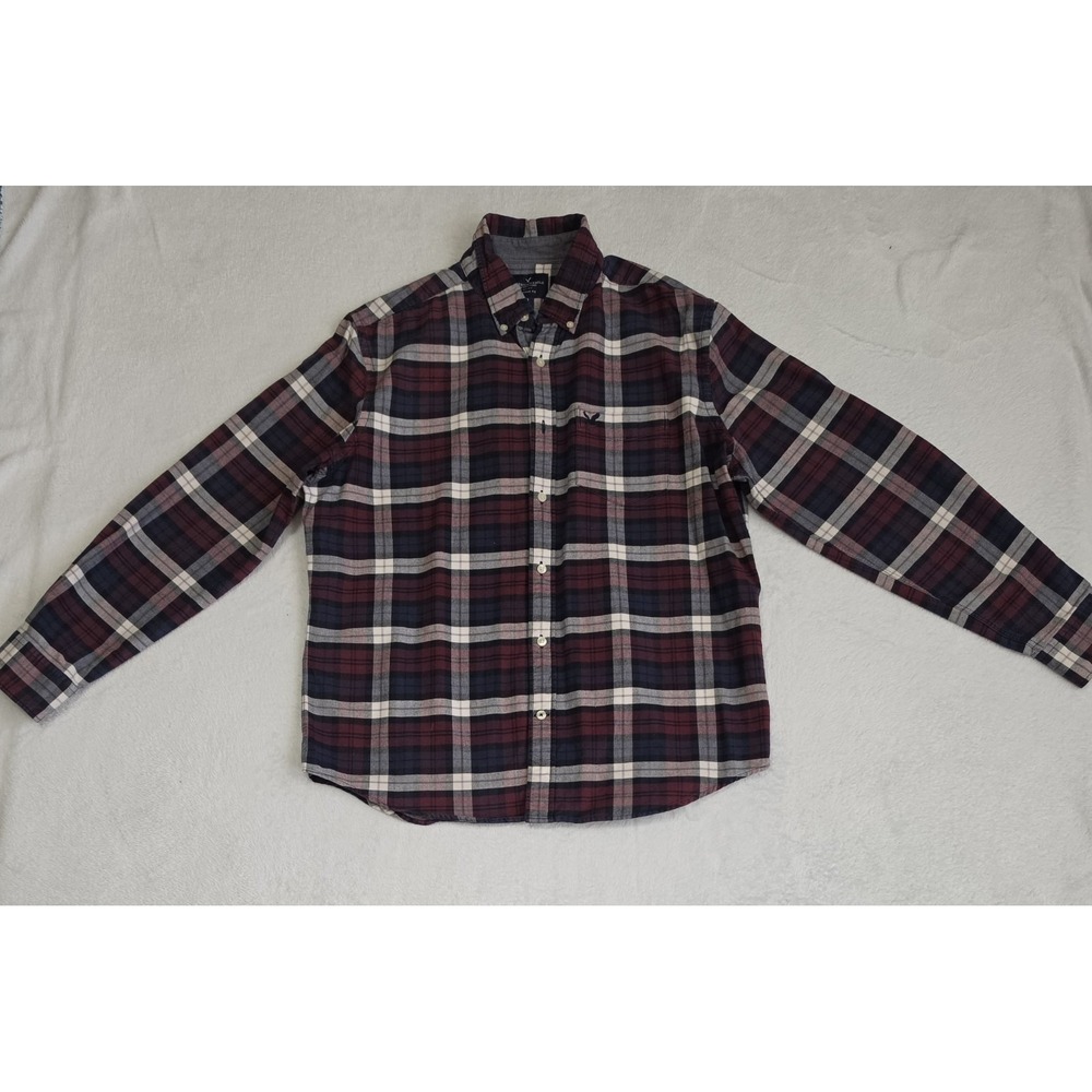 American Eagle Men's Button Up Classic Fit Shirt Large Multicolor Plaid